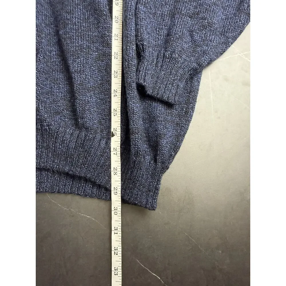 VTG Alpaca Sweater Men’s XL Navy Blue Made In Peru Crewneck Wool Knit 90s